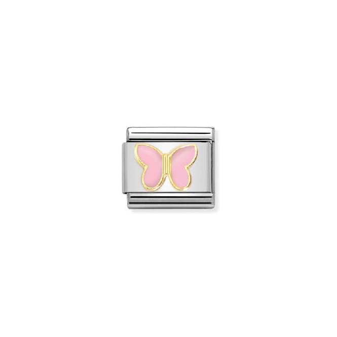 Classic Gold and Enamel Pink Butterfly Flowers & Nature Charms