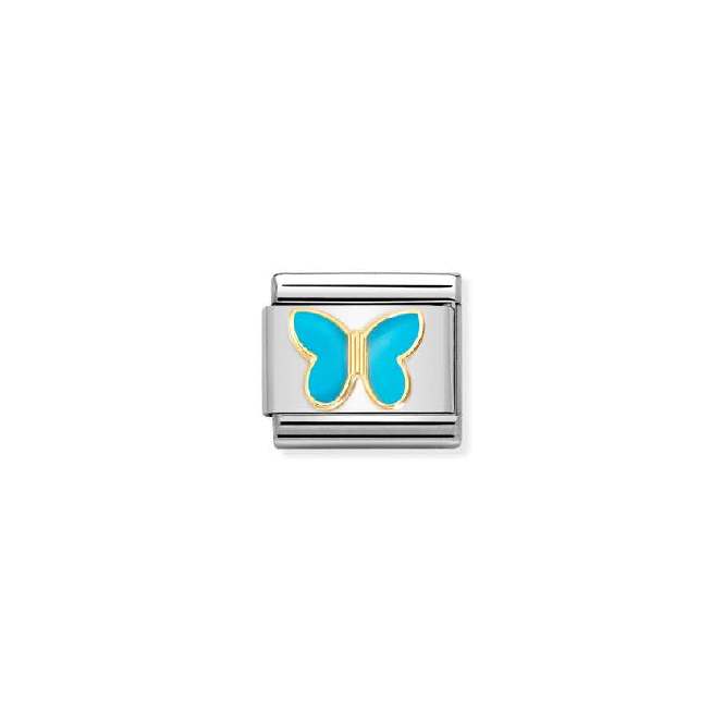 Classic Gold and Enamel Turquoise Butterfly Flowers & Nature Charms