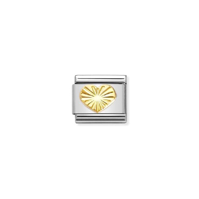 Classic Gold Diamond-Etched Heart Fashion & Fun Charms