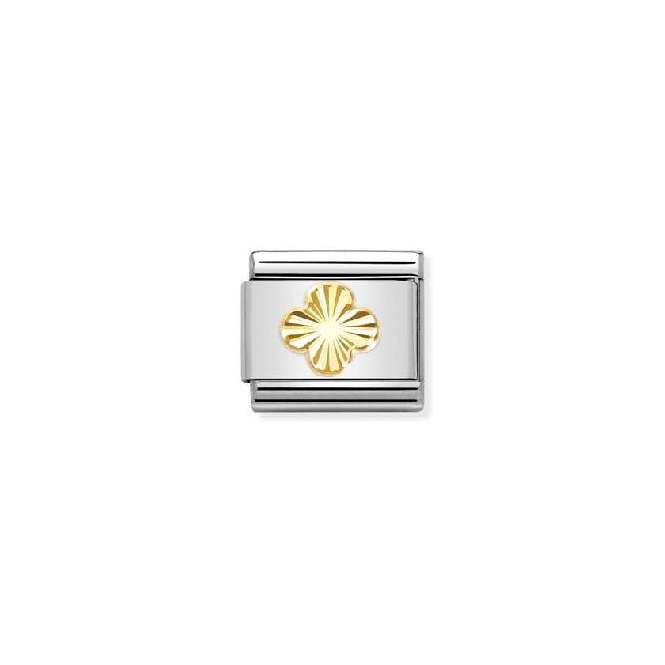 Classic Gold Diamond-Etched Four Leaf Clover Fashion & Fun Charms