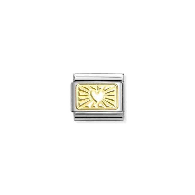 Classic Gold Diamond-Etched Plate Heart Love & Hearts Charms