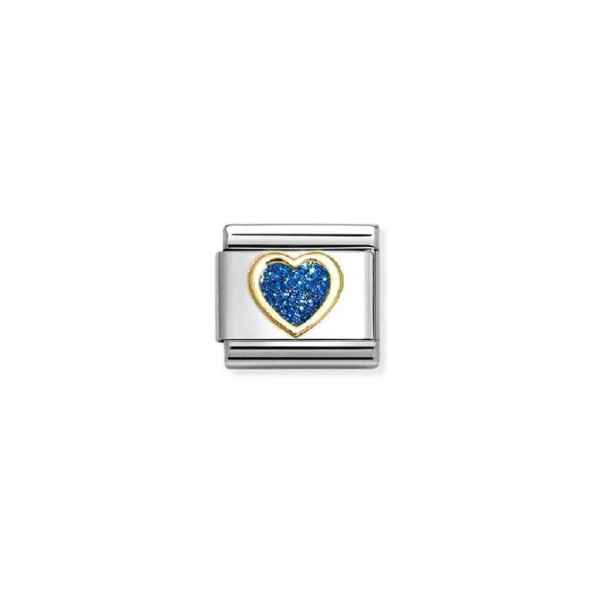 Classic Gold and Enamel Glitter Blue Heart Love & Hearts Charms