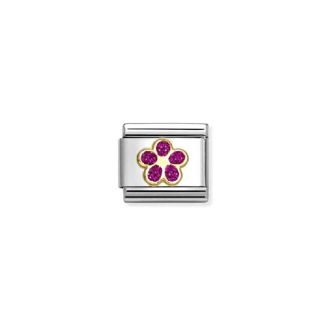 Classic Gold and Enamel Glitter Fuchsia Flower Flowers & Nature Charms