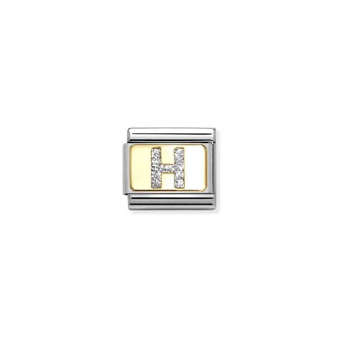 Nomination Classic Gold and Enamel Glitter Letter H Letters & Numbers Charm