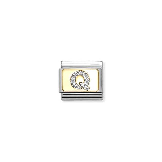 Classic Gold and Enamel Glitter Letter Q Letters & Numbers Charms