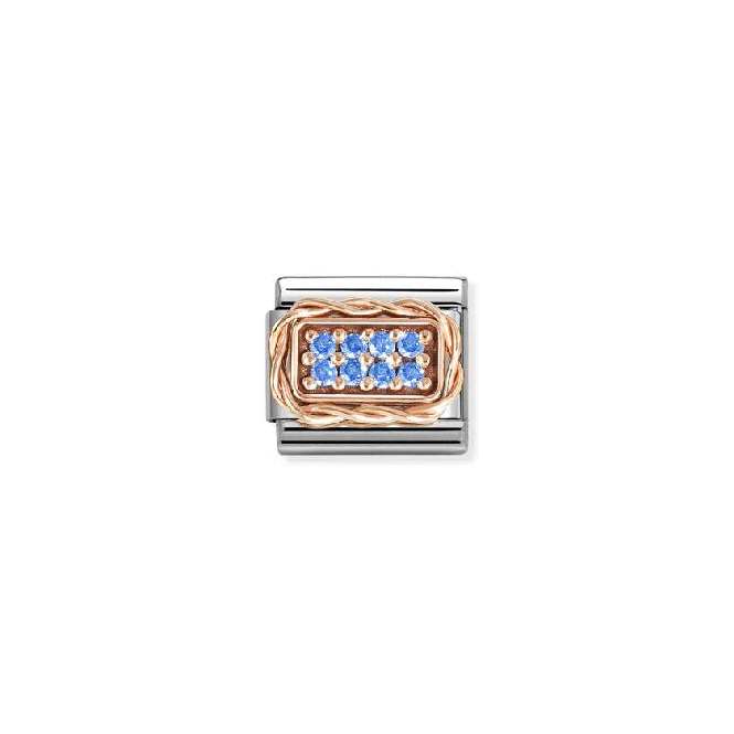 Classic Rose Gold and CZ Pave Light Blue Sparkly & Stones Charms
