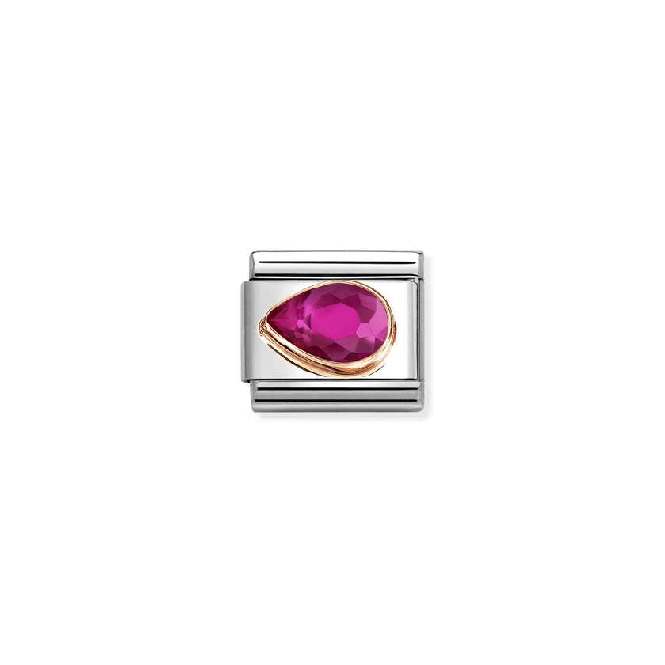 Nomination Classic Rose Gold and Left Drop CZ Red Sparkly & Stones Charm