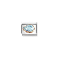Classic Rose Gold and Left Drop CZ Light Blue Sparkly & Stones Charms