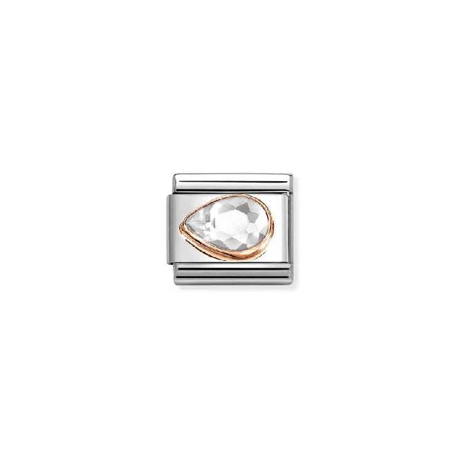 Nomination Classic Rose Gold and Left Drop CZ White Sparkly & Stones Charm