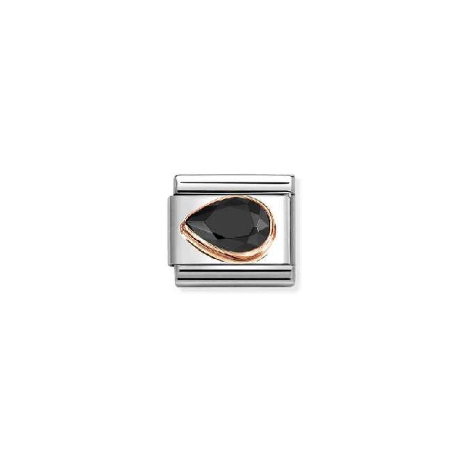 Classic Rose Gold and Left Drop CZ Black Sparkly & Stones Charms