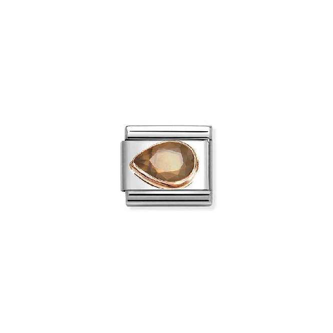 Nomination Classic Rose Gold and Left Drop CZ Smokey Sparkly & Stones Charm