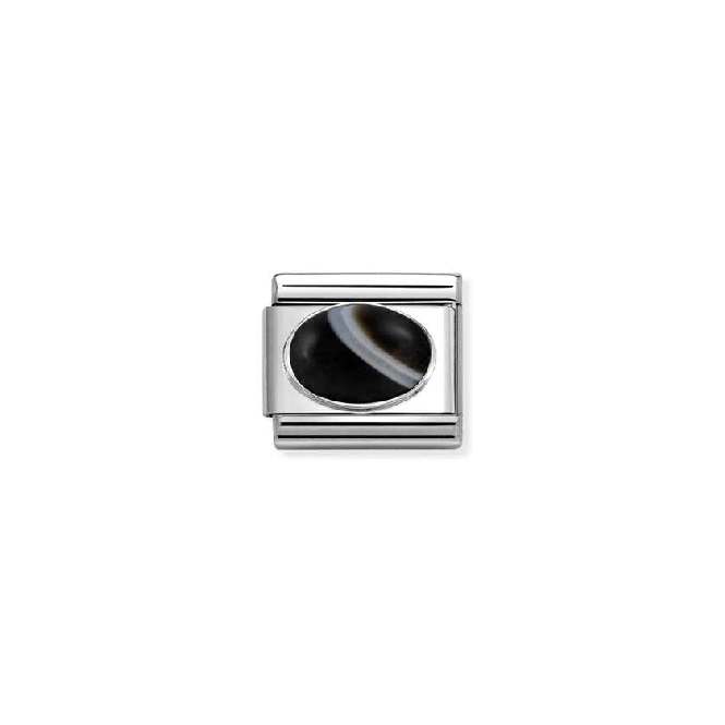 Nomination Classic Silver Banded Onyx Mat Sparkly & Stones Charm