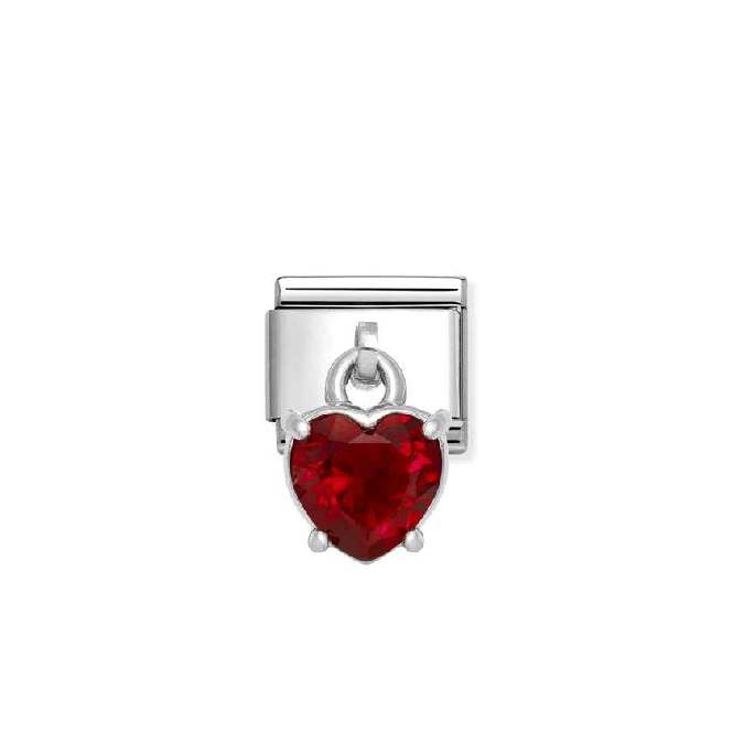 Classic Silver CZ Red Heart Sparkly & Stones Charms