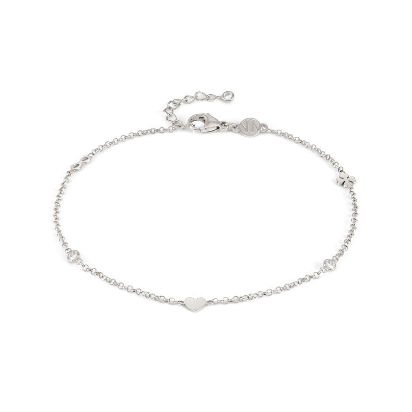 Anklets with Mixed Charms in Silver & CZ
