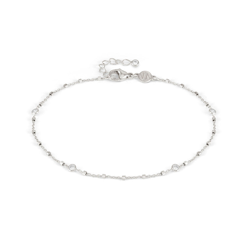 Anklets with Round Charms in Silver & CZ