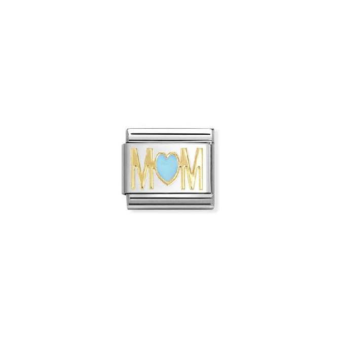 Nomination Gold, Blue Enamel Mom Heart Charms, 030272/83 – Grace