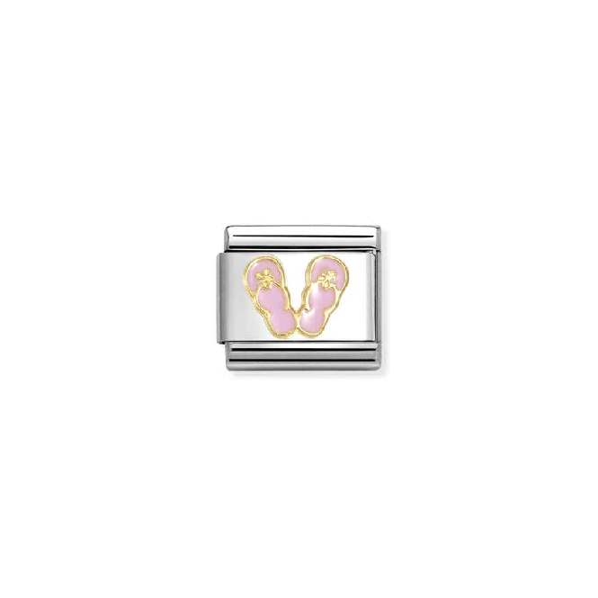 Classic Gold and Enamel Pink and White Flip Flops Fashion & Fun Charms