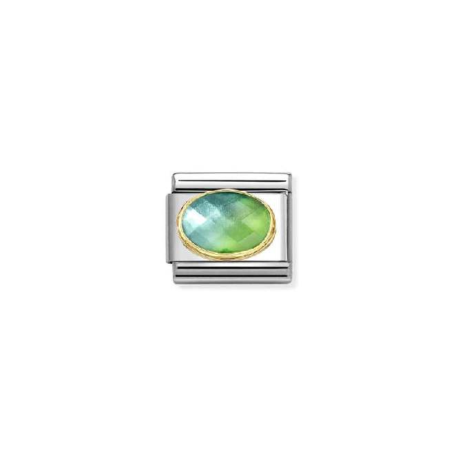Nomination Classic Gold and CZ Facetted Blue Green Sparkly Charm