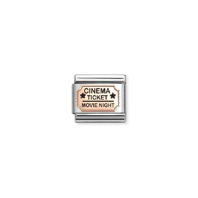 Classic Rose Gold and Enamel Cinema Ticket Sports & Hobbies Charms