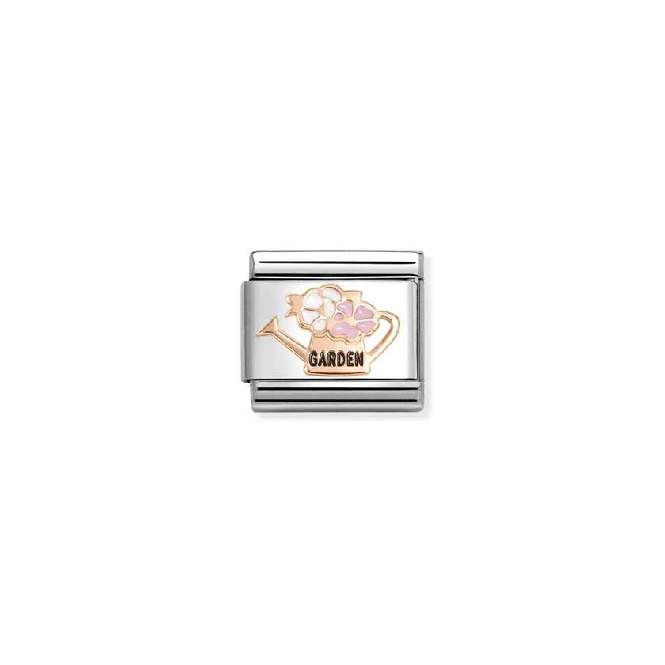 Classic Rose Gold and Enamel Watering Can with Flowers Sports & Hobbies Charms