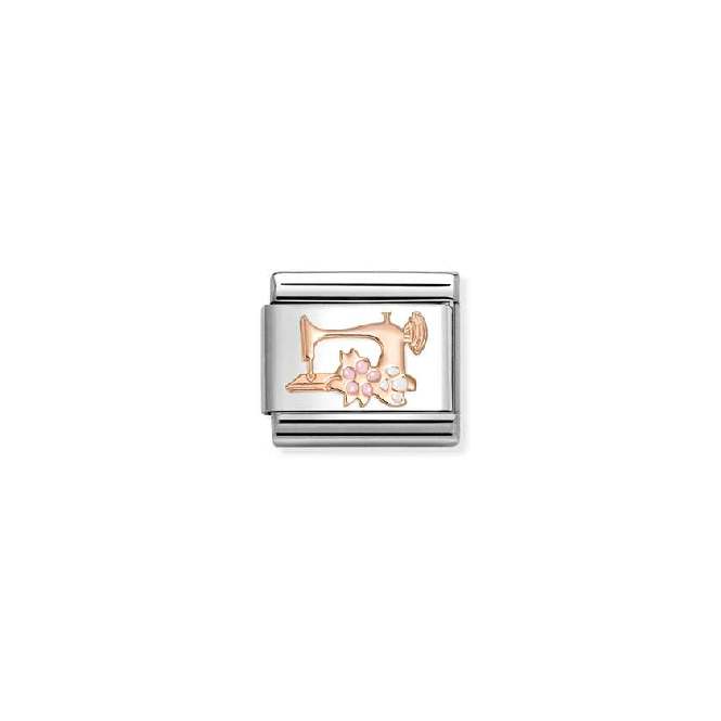 Classic Rose Gold and Enamel Sewing Machine with Flowers Sports & Hobbies Charms