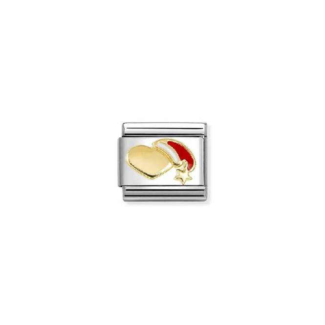 Classic Gold and Enamel Heart with Red Hat Christmas Charms