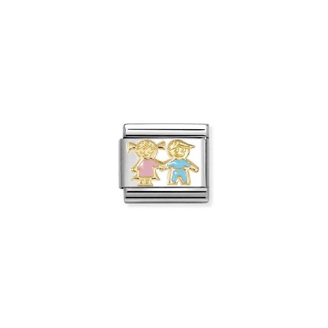 Classic Gold and Enamel Brothers And Sisters Pink Blue Friends & Family Charms