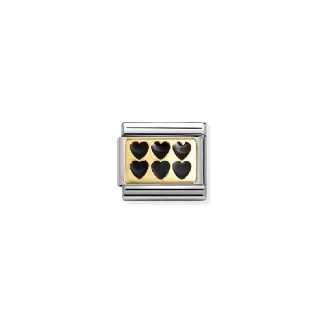 Classic Gold and Enamel Black Line Hearts Love & Hearts Charms