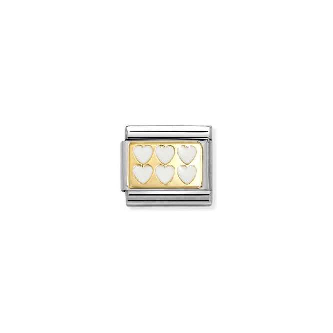 Classic Gold and Enamel White Line Hearts Love & Hearts Charms