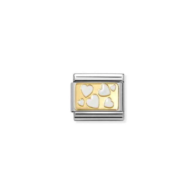 Classic Gold and Enamel White Scattered Hearts Love & Hearts Charms