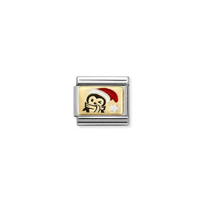 Classic Gold and Enamel Penguin Red Hat Christmas Charms