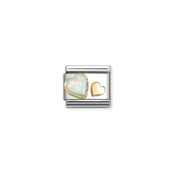 Nomination Classic Gold White Opal & Heart Love & Hearts Charm