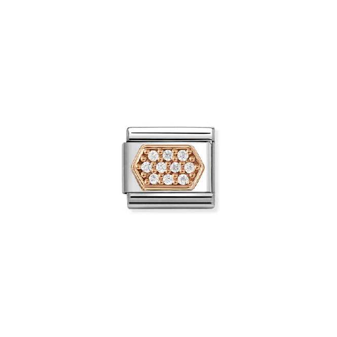 Classic Rose Gold CZ Pave White Hexagon Fashion & Fun Charms
