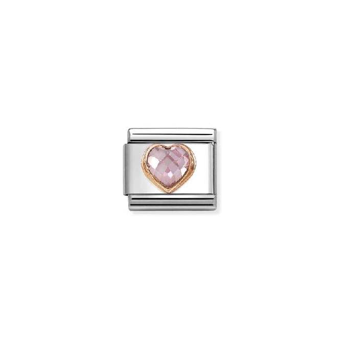 Classic Rose Gold and CZ Facetted Pink Heart Love & Hearts Charms