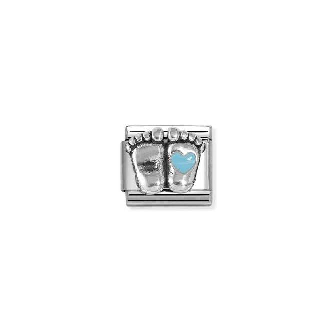 Classic Silver and Enamel Light Blue Rounded Feet Family & Friends Charms