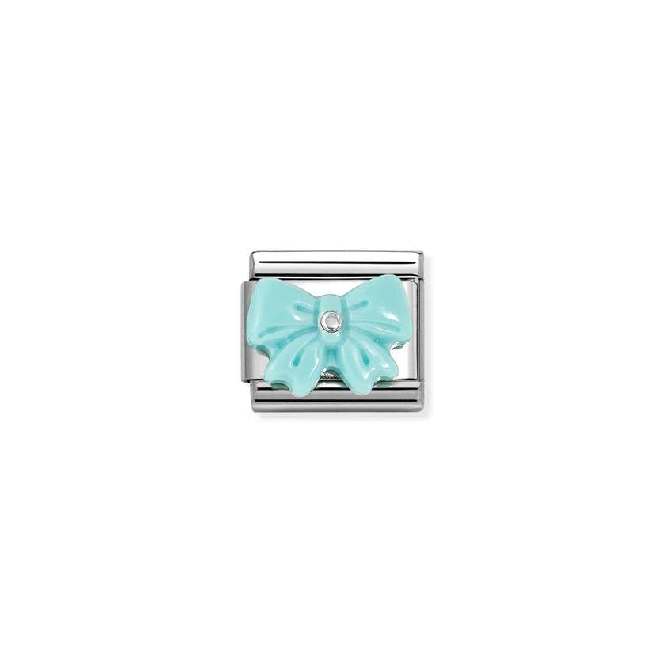 Classic Silver and CZ Turquoise Resin Bow Fashion & Fun Charms