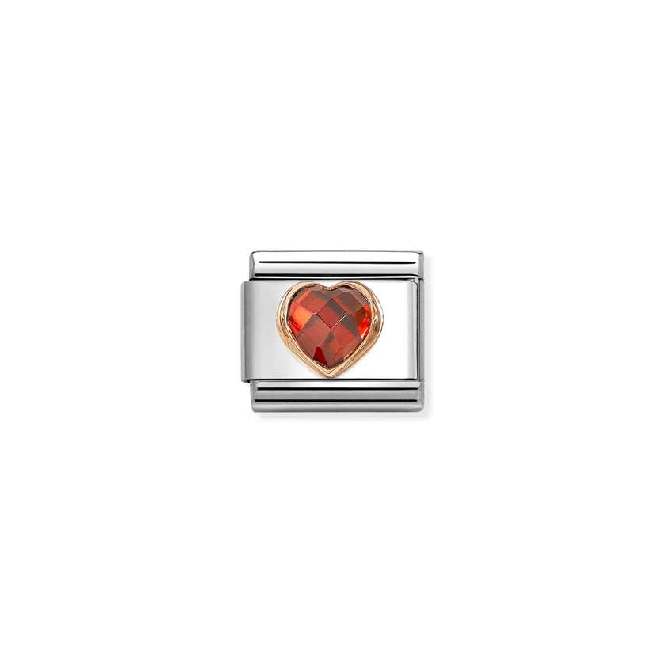 Classic Rose Gold and CZ Facetted Red Heart Love & Hearts Charms