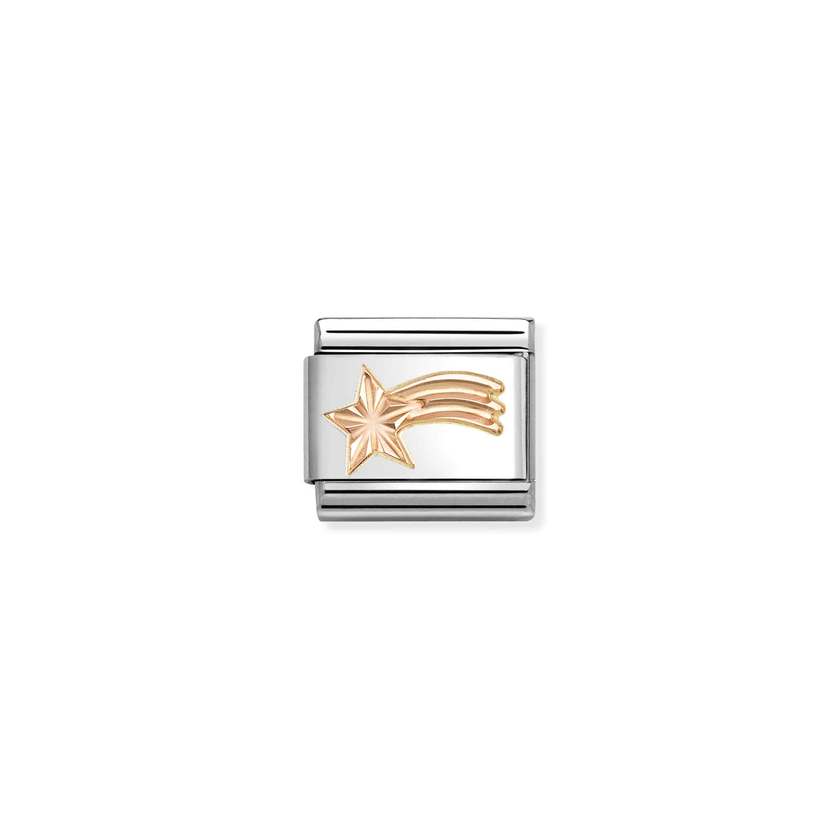 Classic Rose Gold Diamond-Etched Comet Star Christmas Charms
