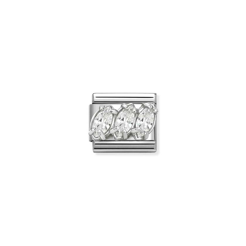 Classic Silver CZ White Trilogy Sparkly & Stones Charms