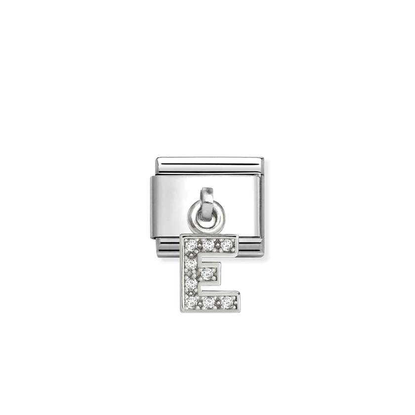 Classic Silver CZ Letter E Letters & Numbers Pendant Charms