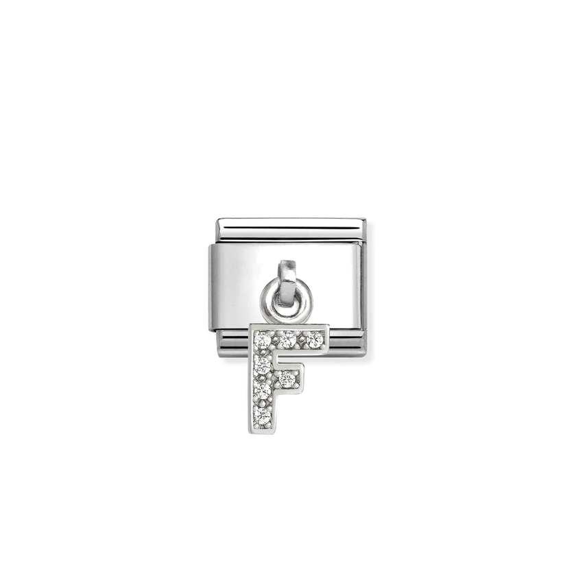 Classic Silver CZ Letter F Letters & Numbers Pendant Charms