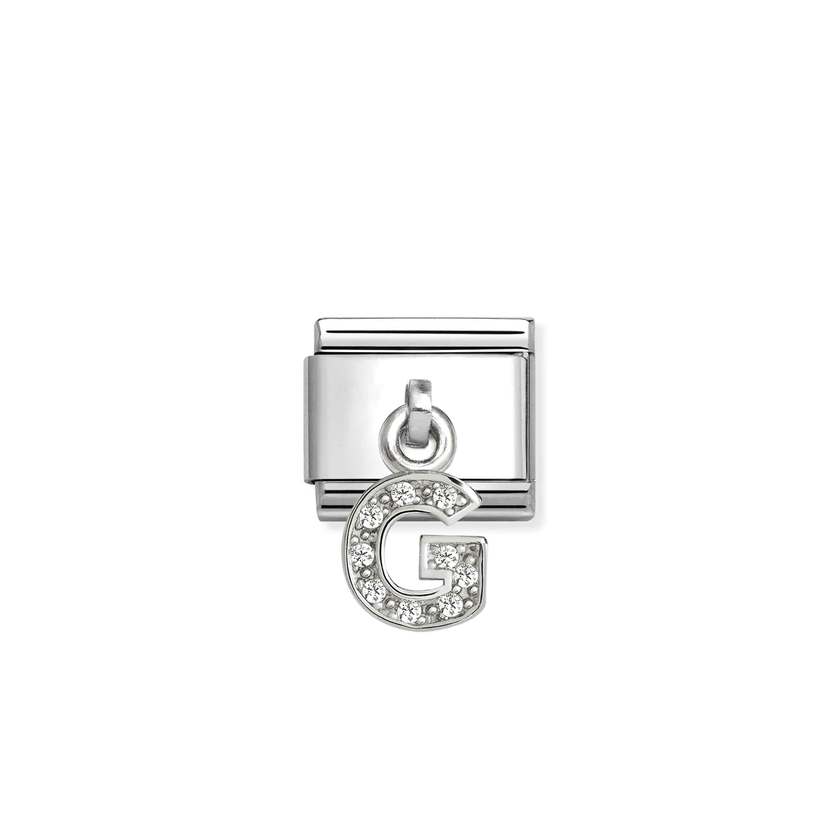 Classic Silver CZ Letter G Letters & Numbers Pendant Charms