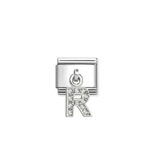 Nomination Classic Silver CZ Letter R Letters & Numbers Pendant Charm