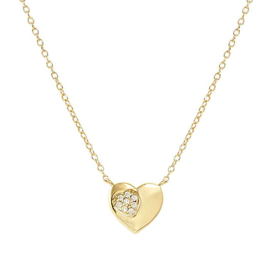 Nomination Petit Sparkle 18kt Gold Heart Necklace in Silver with CZ