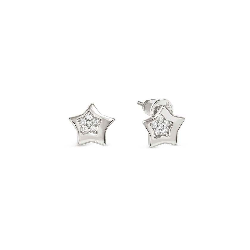 Petit Sparkle Star Earrings in Silver with CZ