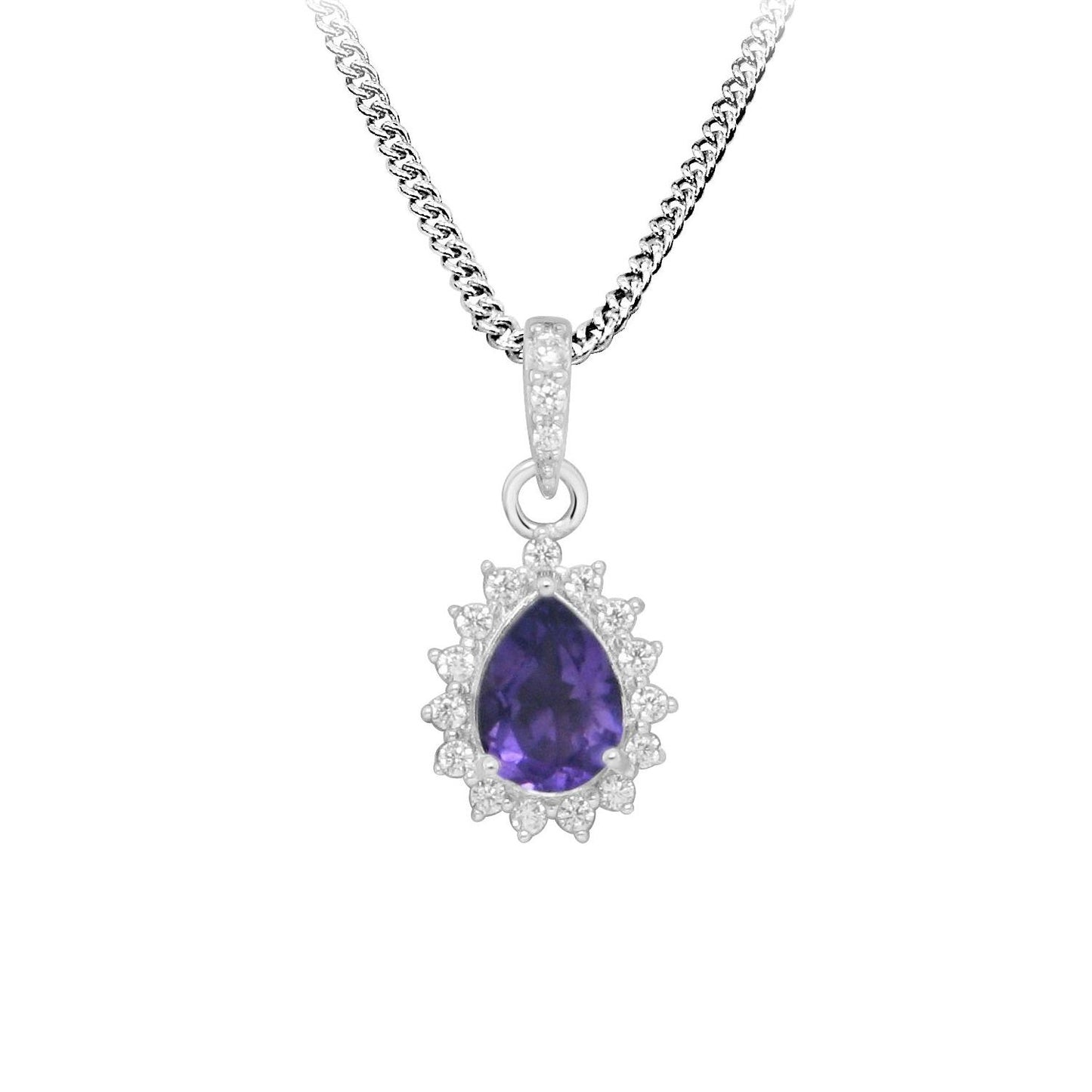Hope Teardrop Purple Amethyst Pendant Necklace