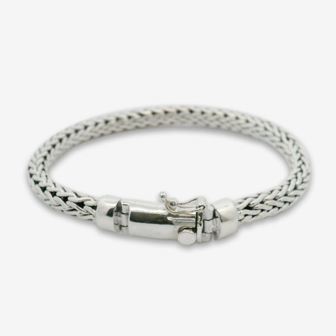Men's Silver Wide Ornate Bracelet, 22cm