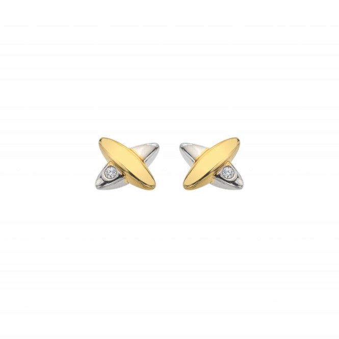 Silver & Gold Coupled Two Tone Earrings