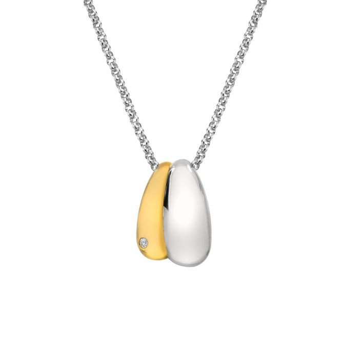 Silver & Gold Droplet Two Tone Pendant Necklace