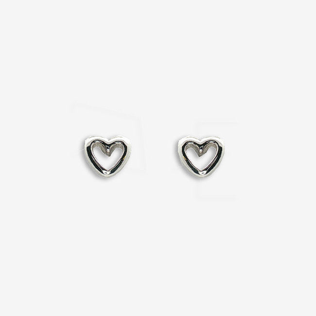 Silver Open Heart Stud Earrings